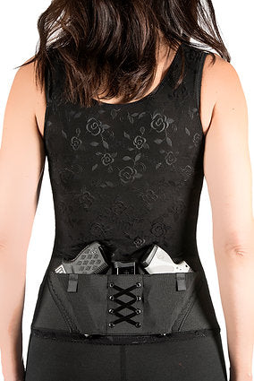 Black Lace-Up Concealed Carry Waistband Hidden Heat Lace - Black Lace Waistband Conceal Carry Gun  main image 2