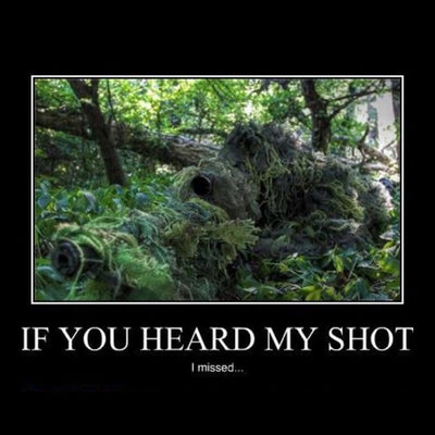 My camouflage game is strong. My aim? Still a work in progress.