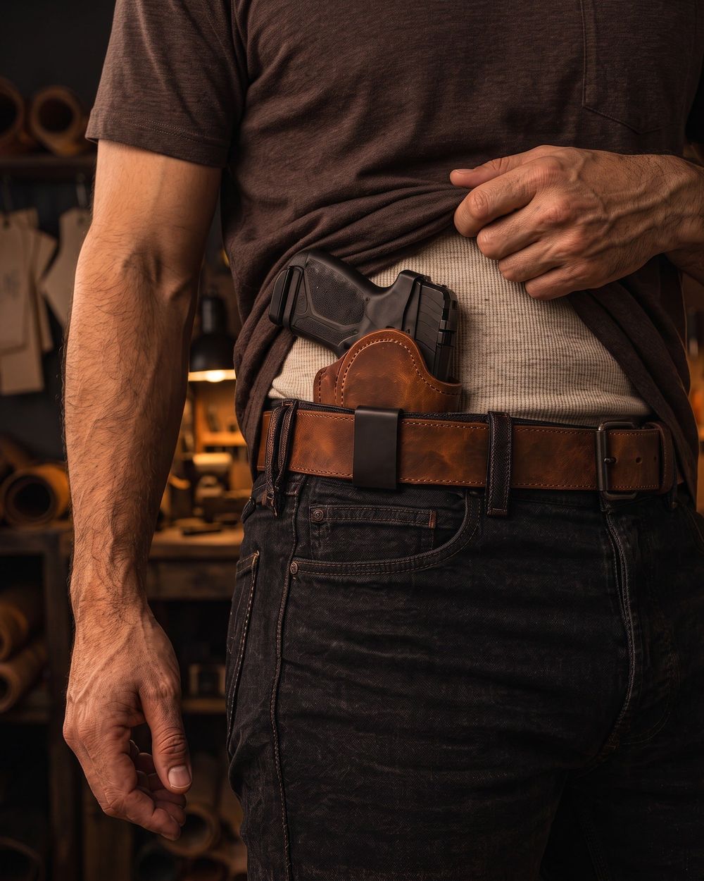 Mavado IWB worn with the shirt lifted, ready to draw