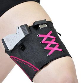 Pink on Black Garter Holster for Compact Firearms by Can Can Concealment