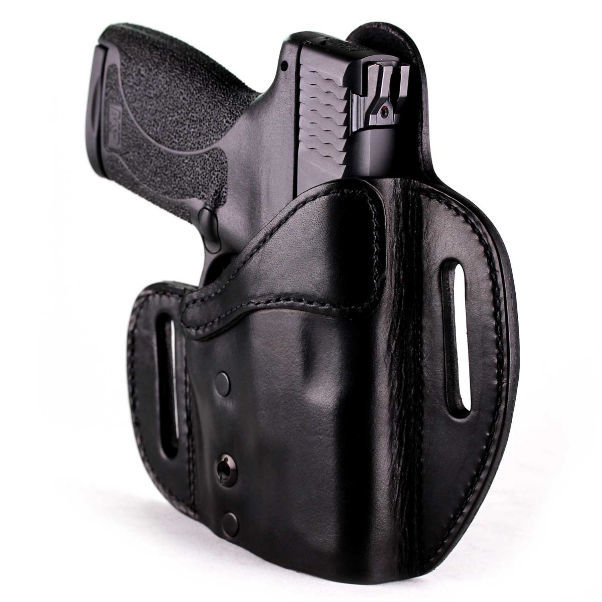 Dark Brown & White Leather garter holster with pistol